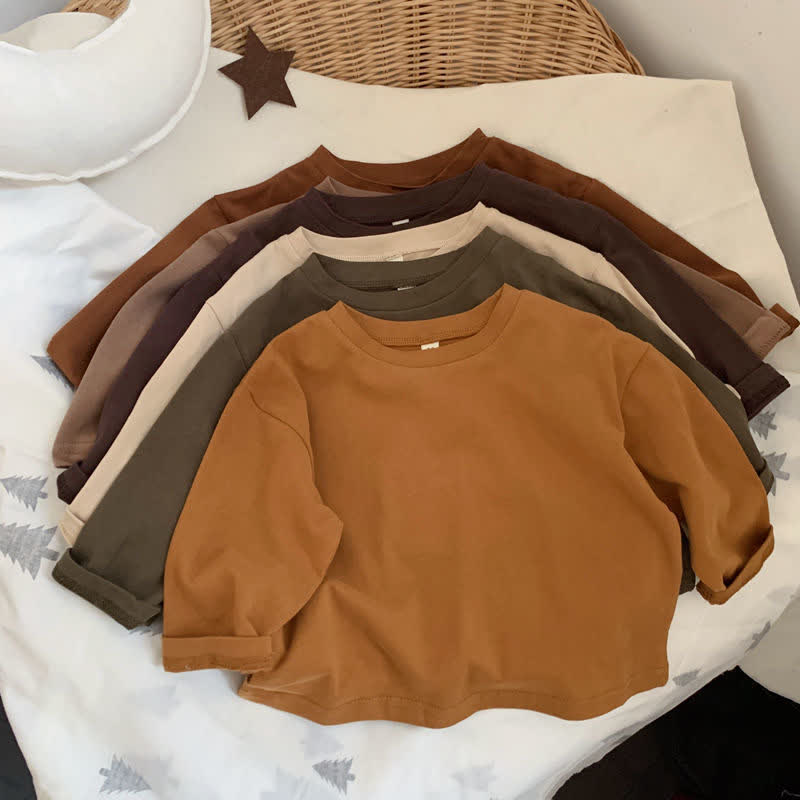 Toddler Boy Solid Color Crew Neck Casual T-shirt - image 1