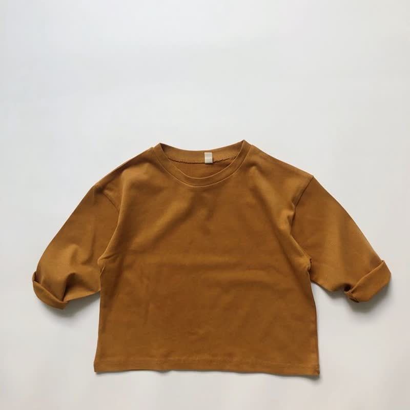 Toddler Boy Solid Color Crew Neck Casual T-shirt - Camel - 6-7T - image 3