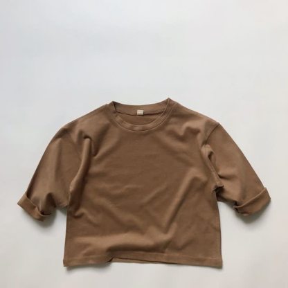 Toddler Boy Solid Color Crew Neck Casual T-shirt - Khaki - 6-7T - image 4