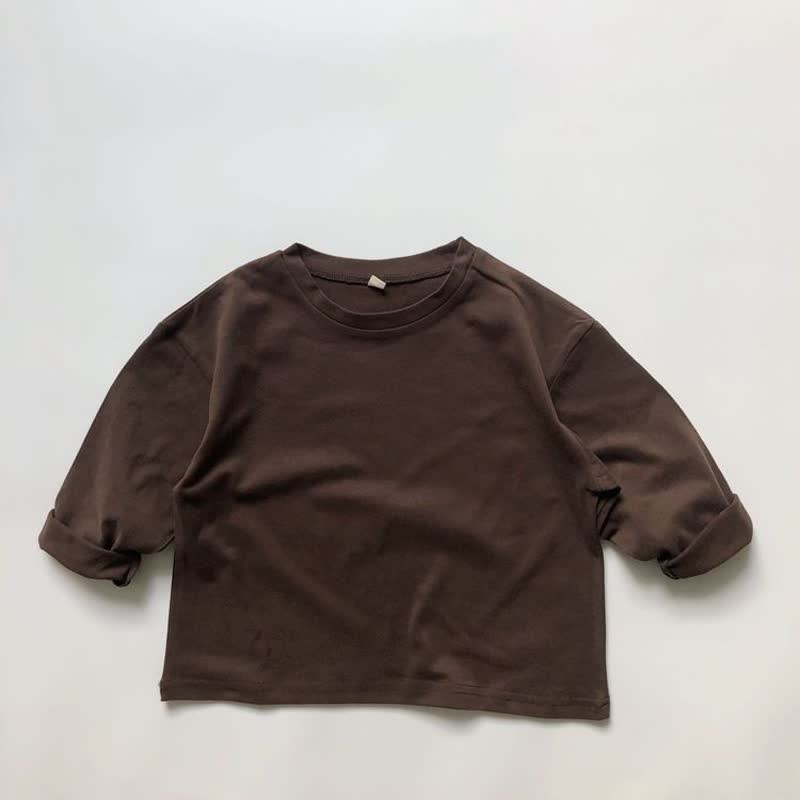 Toddler Boy Solid Color Crew Neck Casual T-shirt - Brown - 6-7T - image 5