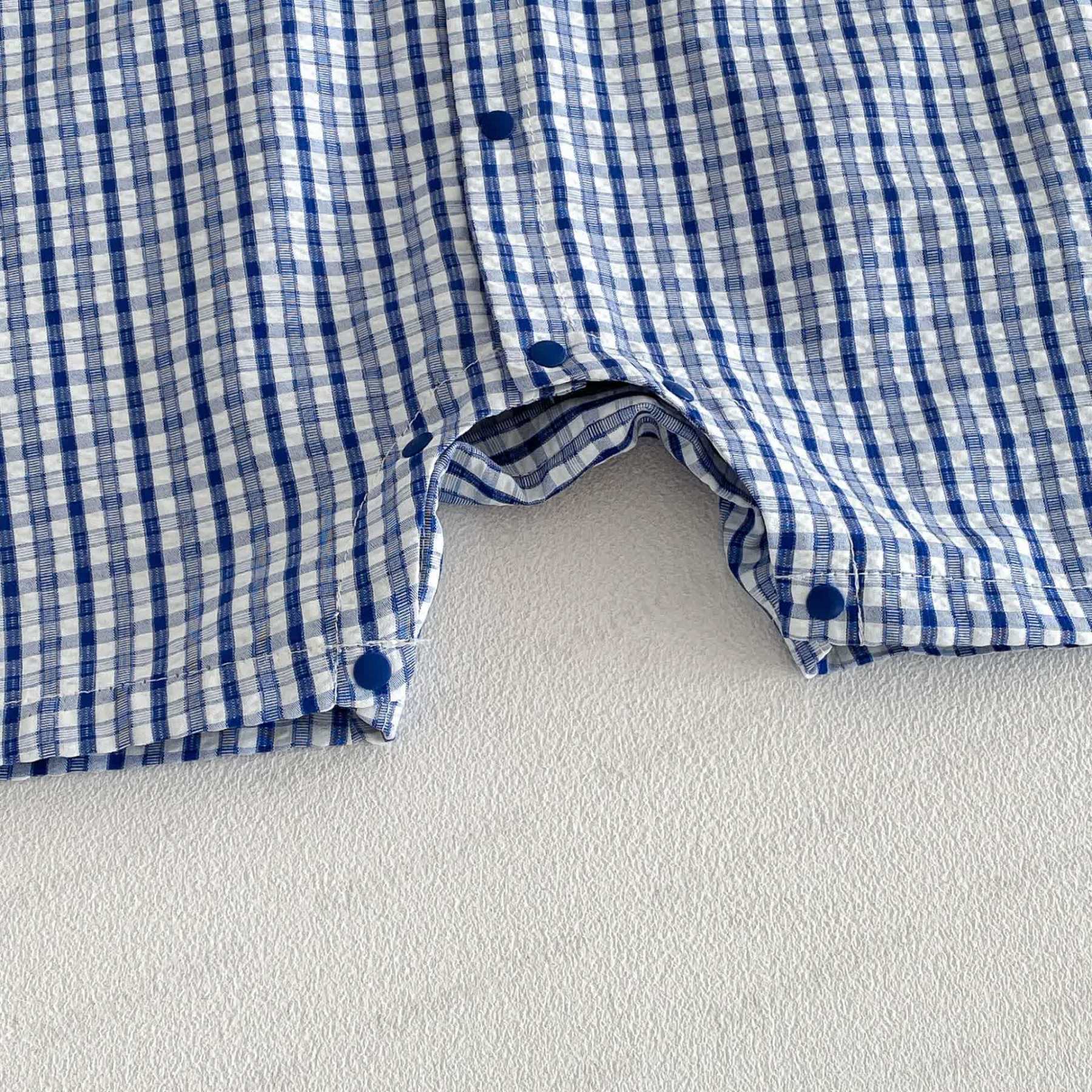Baby Boy Bear Blue Plaid Summer Sleeveless Romper - image 6