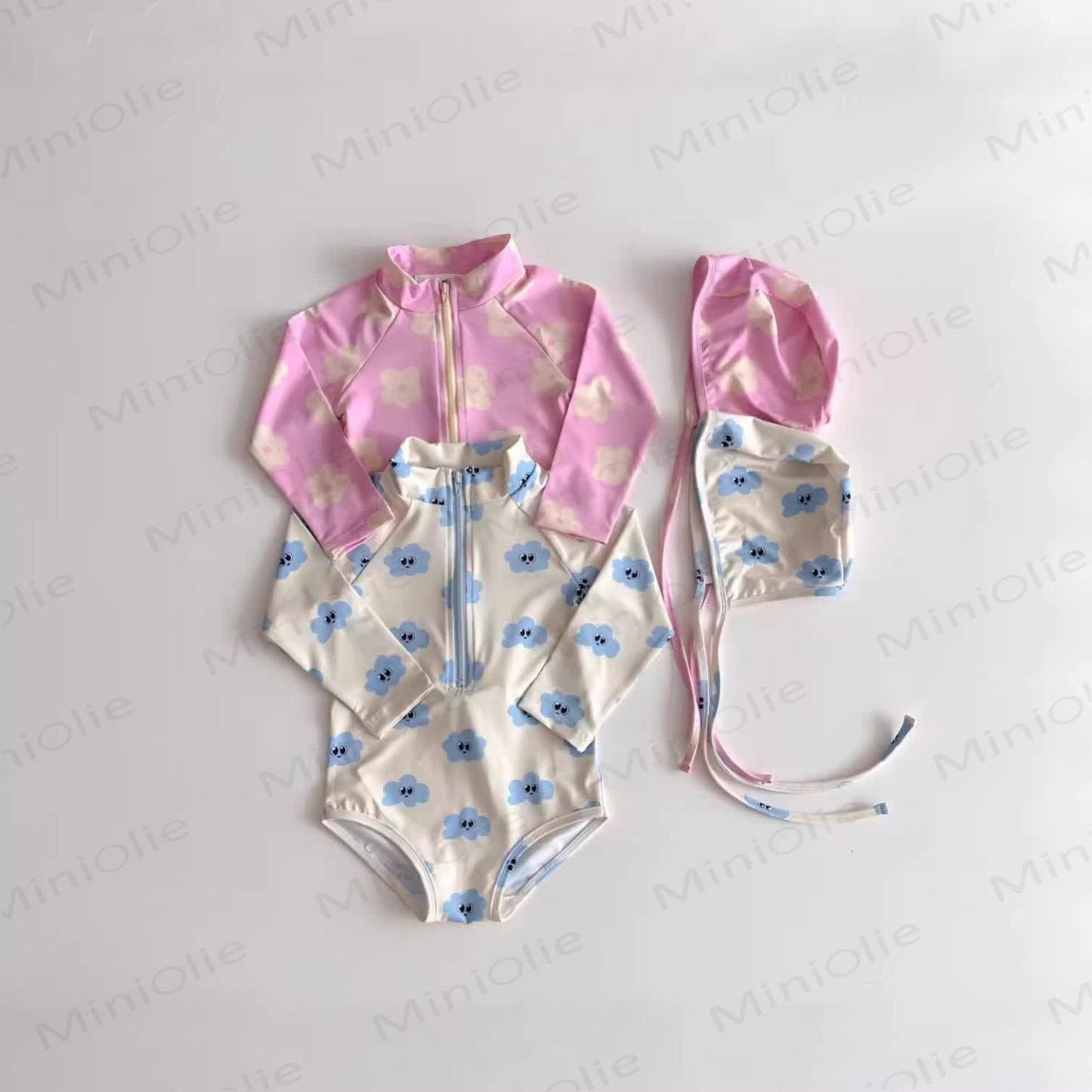 Baby Girl Flower Swimwear with Hat - image 1