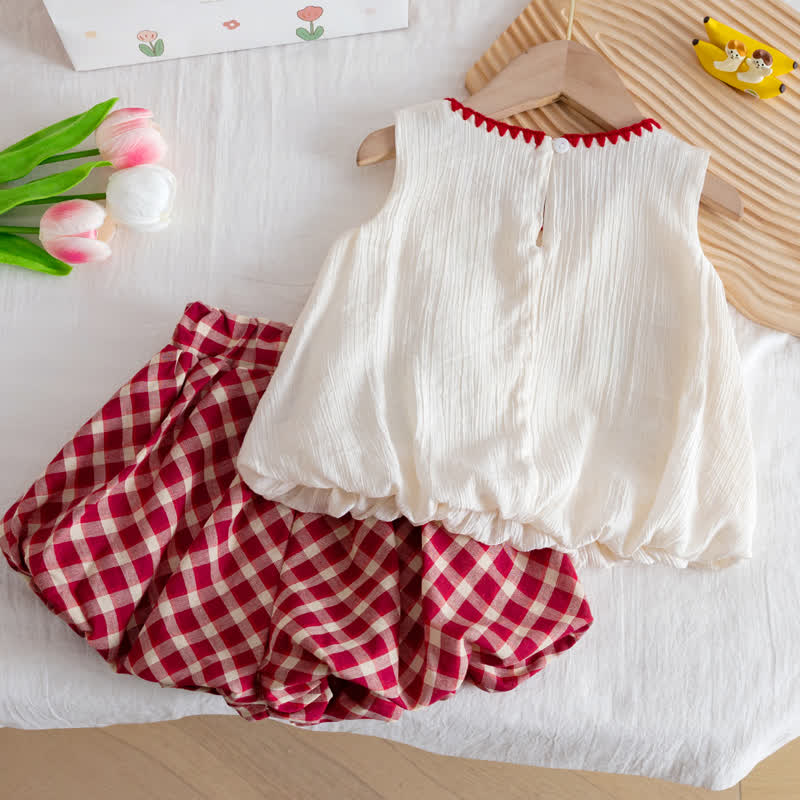 Toddler Girl Mushroom Embroidered Sleeveless Top and Shorts 2-piece Set - image 2
