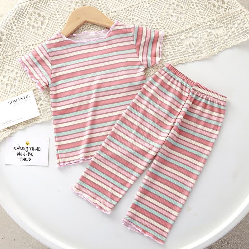 Toddler Girl Dot/Stripe Top and Pants 2-piece Set - Pink Stripe - 8-9T - image 5