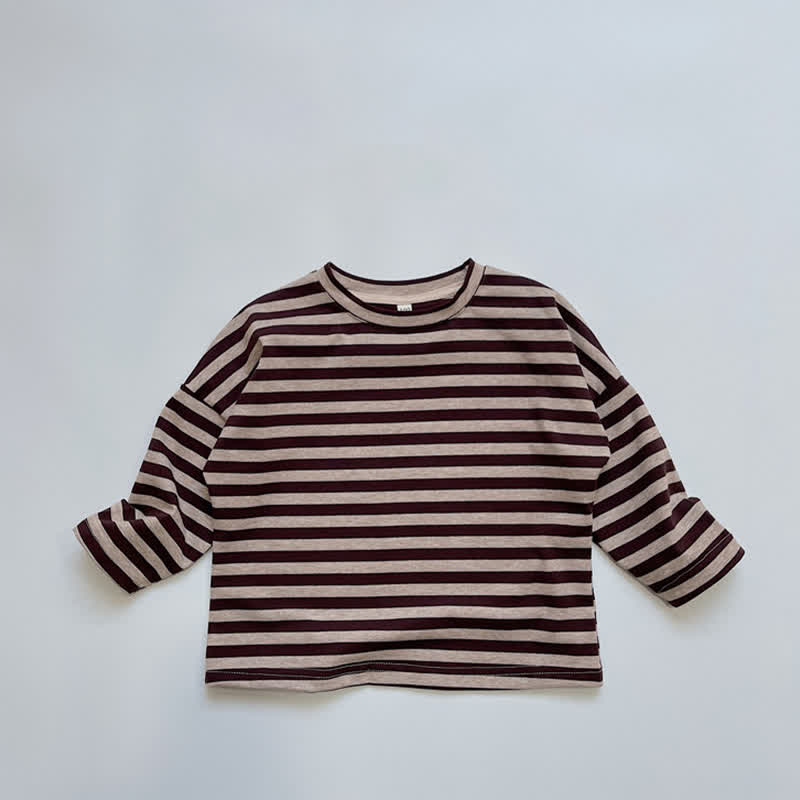Toddler Striped Crew Neck T-shirt - Brown - 6-7T - image 4