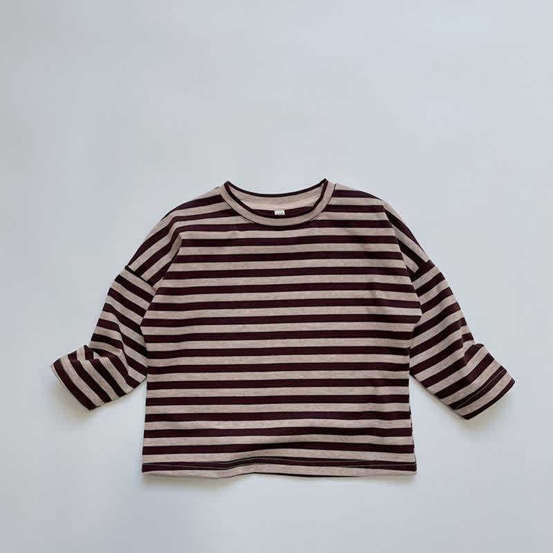 Toddler Striped Crew Neck T-shirt - Brown - 6-7T - image 4