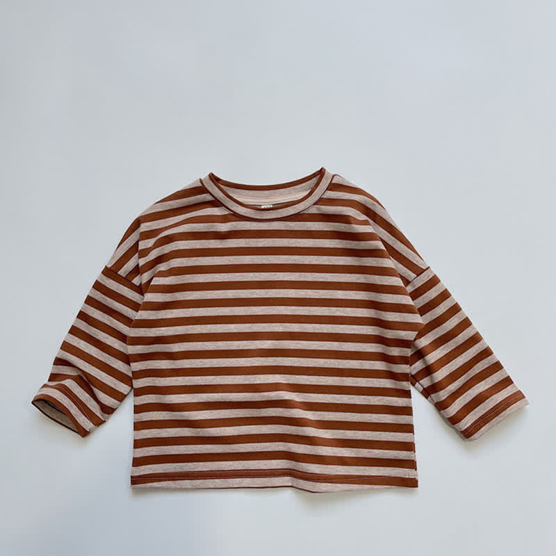 Toddler Striped Crew Neck T-shirt - Caramel - 6-7T - image 2