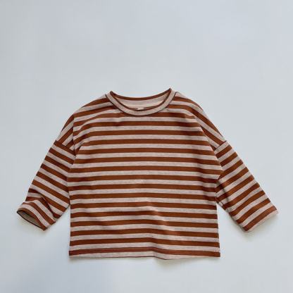 Toddler Striped Crew Neck T-shirt - Caramel - 6-7T - image 2