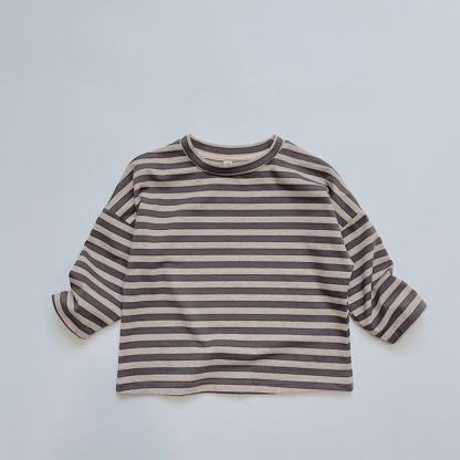 Toddler Striped Crew Neck T-shirt - Gray - 6-7T - image 3