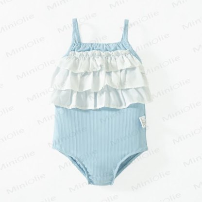 Baby Girls Ruffle Trim Swimwear - Blue - 4-5T - image 3