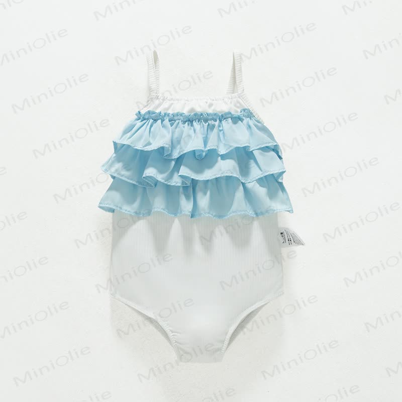 Baby Girls Ruffle Trim Swimwear - Beige - 4-5T - image 2