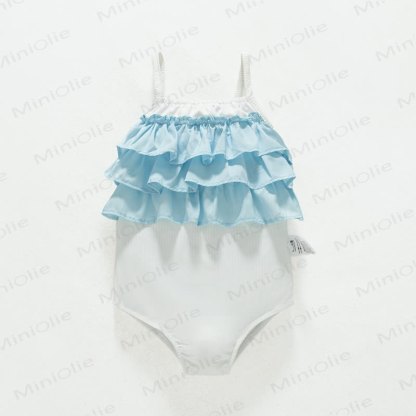 Baby Girls Ruffle Trim Swimwear - Beige - 4-5T - image 2