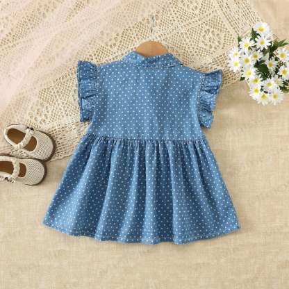 Baby Toddler Denim Dot Dress - image 2