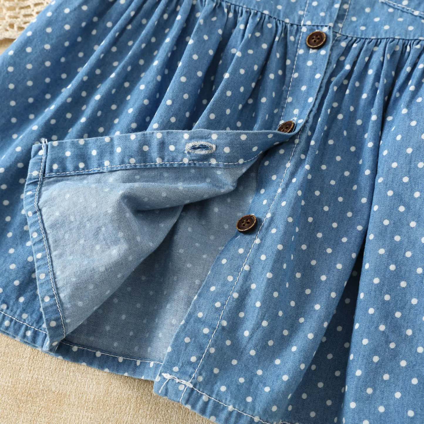 Baby Toddler Denim Dot Dress - image 4