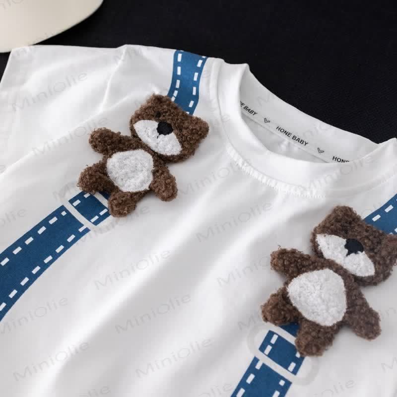  Baby Toddler Bear Print Top and Plaid Shorts 2-Piece Set - image 3
