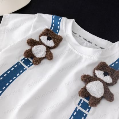  Baby Toddler Bear Print Top and Plaid Shorts 2-Piece Set - image 3