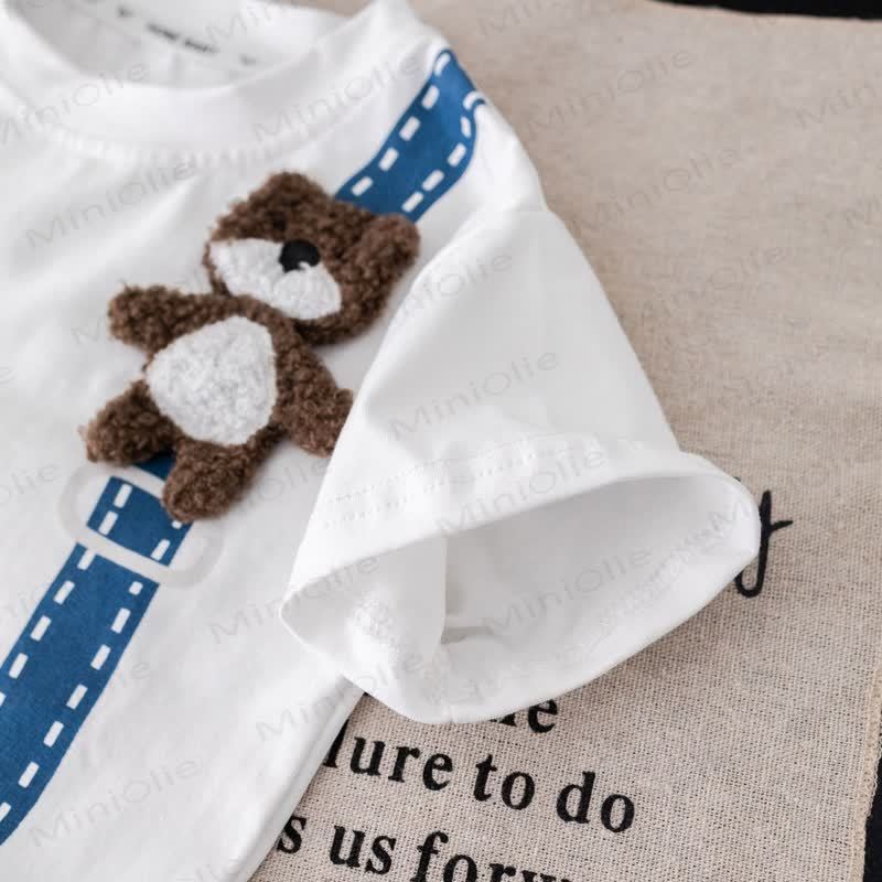  Baby Toddler Bear Print Top and Plaid Shorts 2-Piece Set - image 4