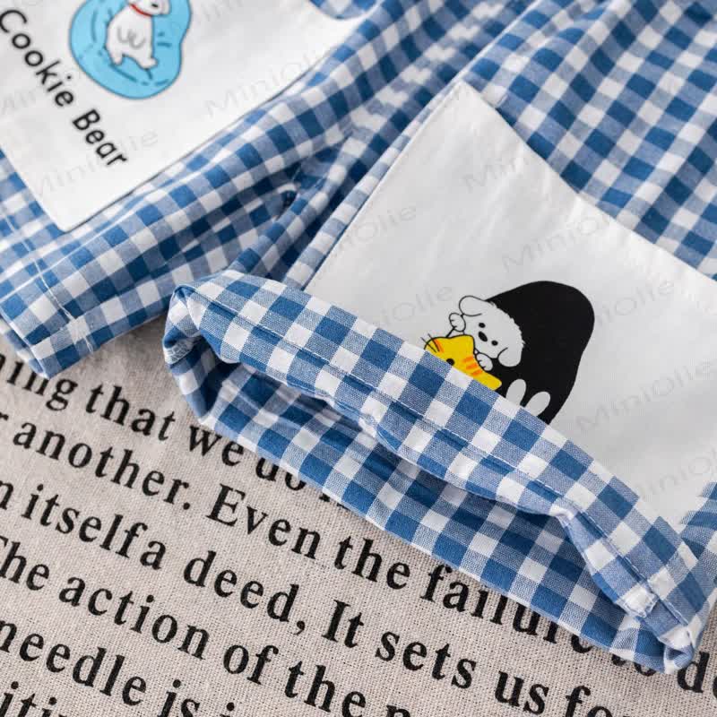  Baby Toddler Bear Print Top and Plaid Shorts 2-Piece Set - image 9