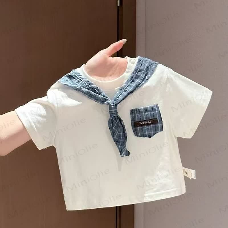 Baby Sailor Collar Tee and Plaid Shorts 2-Piece Set - image 3