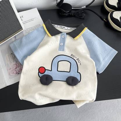 Baby Toddler Boys Car Print Polo Tee and Denim Shorts 2-Piece Set - image 4