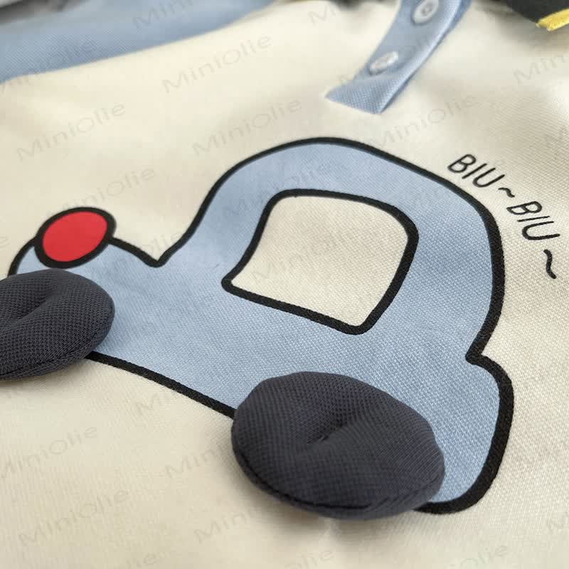 Baby Toddler Boys Car Print Polo Tee and Denim Shorts 2-Piece Set - image 8