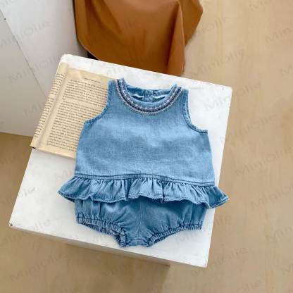Baby Girl Denim Sleeveless Set - image 2
