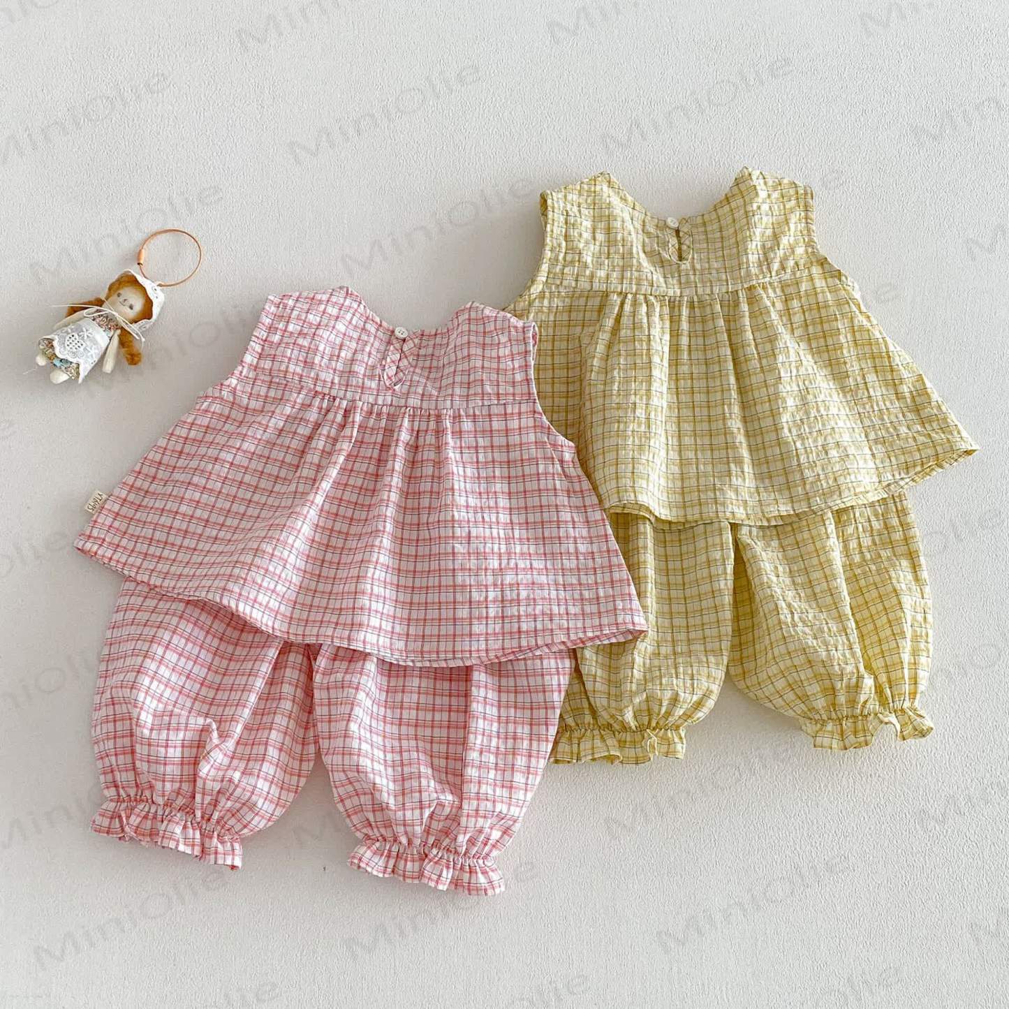 Baby Toddler Girl Plaid Sleeveless Set - image 1