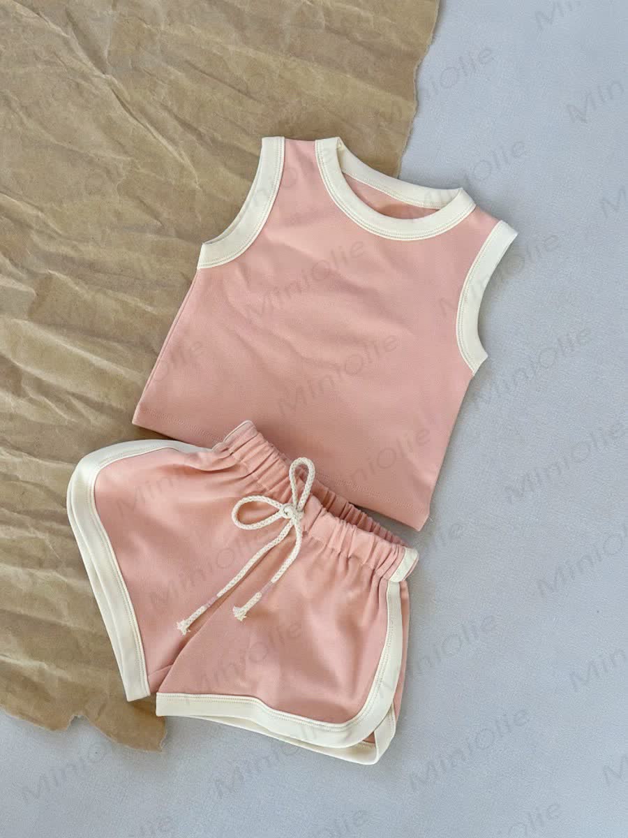 Baby Toddler Girl Solid Color Sleeveless Set - Pink - 4-5T - image 5