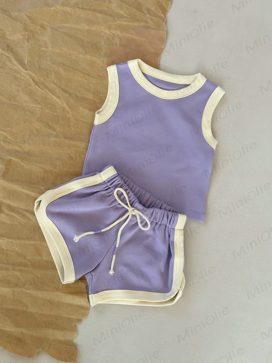 Baby Toddler Girl Solid Color Sleeveless Set - Purple - 4-5T - image 6
