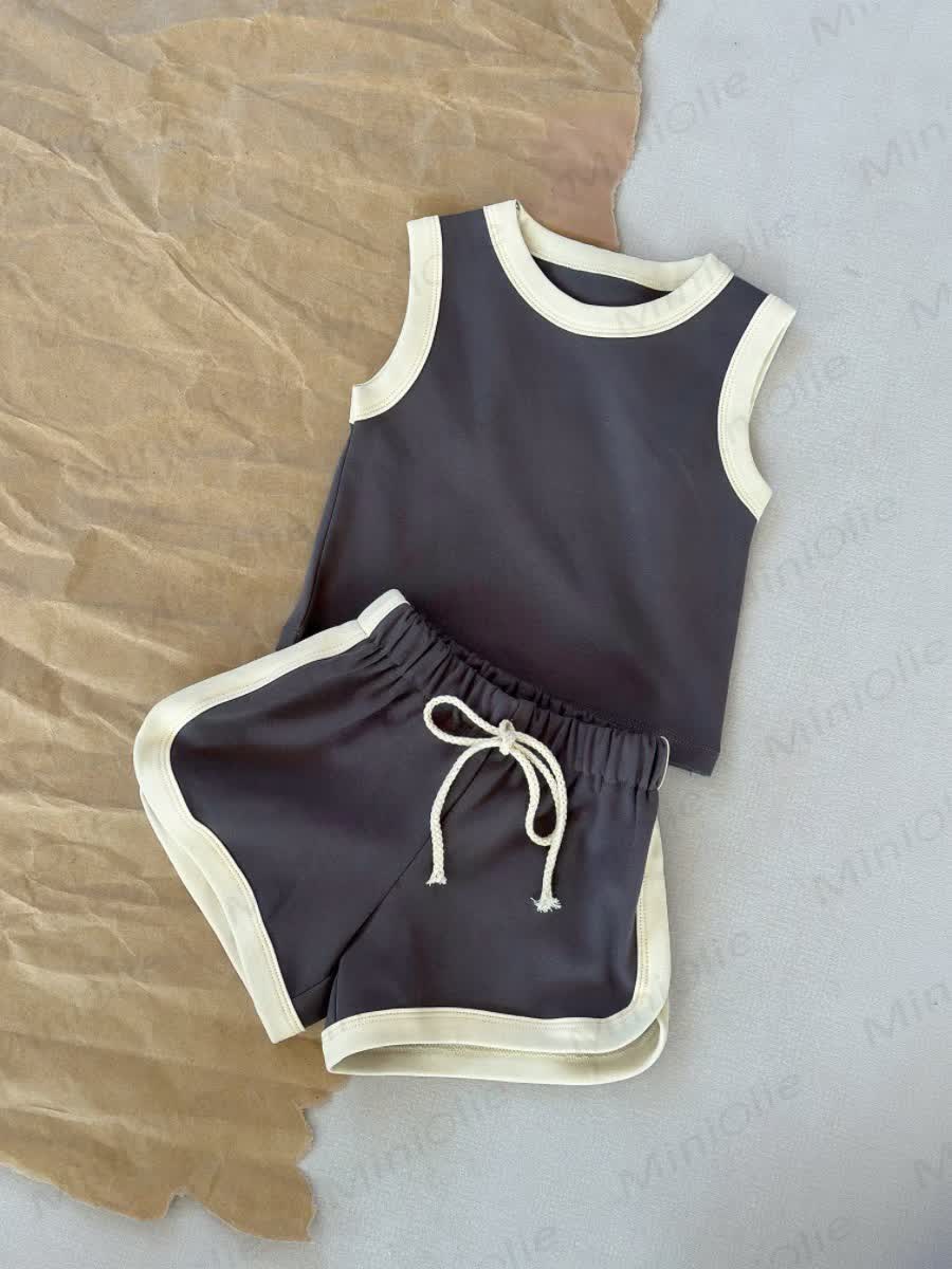 Baby Toddler Girl Solid Color Sleeveless Set - Grey - 4-5T - image 8