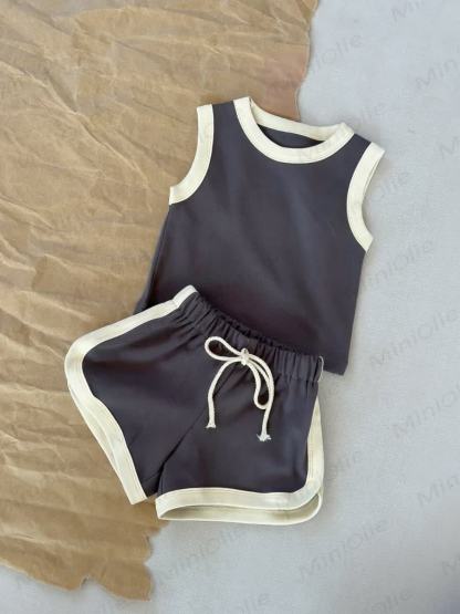 Baby Toddler Girl Solid Color Sleeveless Set - Grey - 4-5T - image 8