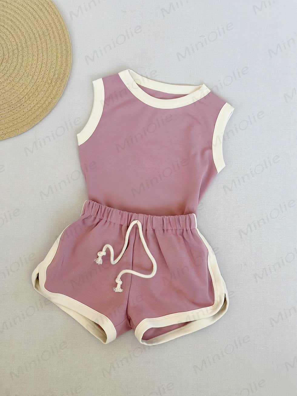 Baby Toddler Girl Solid Color Sleeveless Set - Ash Pink - 4-5T - image 12