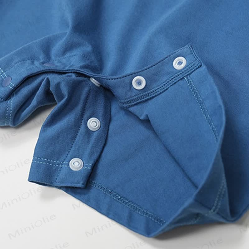 Baby Collared Knit Clock Print Short Sleeves Romper - image 7