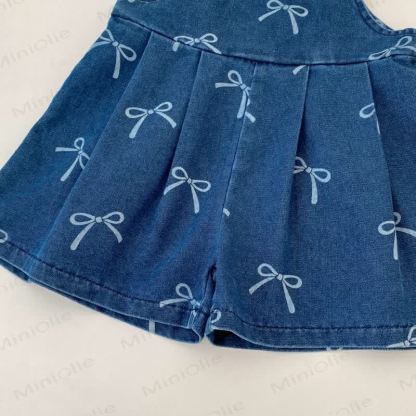 Baby Toddler Girls Bow Print Denim Sleeveless Dress - image 5