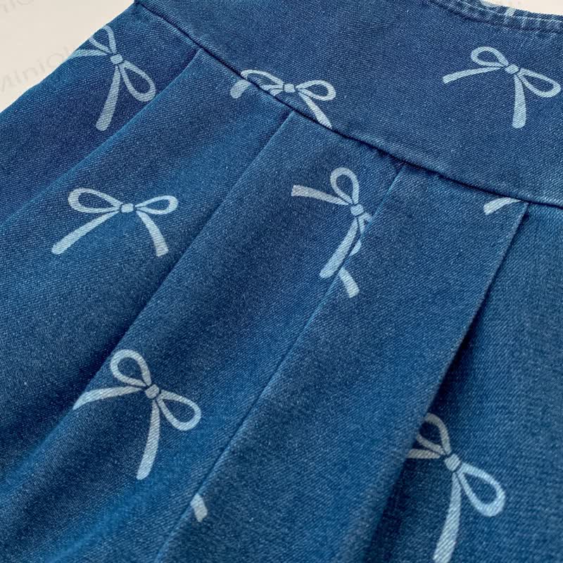 Baby Toddler Girls Bow Print Denim Sleeveless Dress - image 6