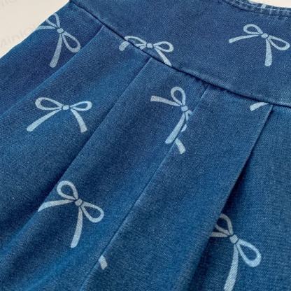 Baby Toddler Girls Bow Print Denim Sleeveless Dress - image 6