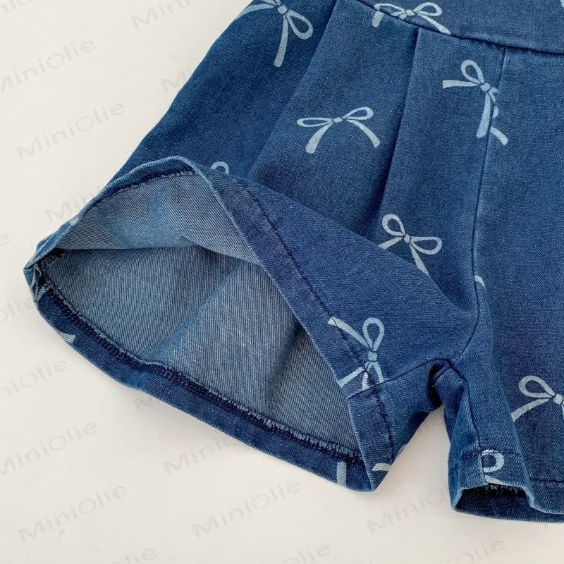 Baby Toddler Girls Bow Print Denim Sleeveless Dress - image 7