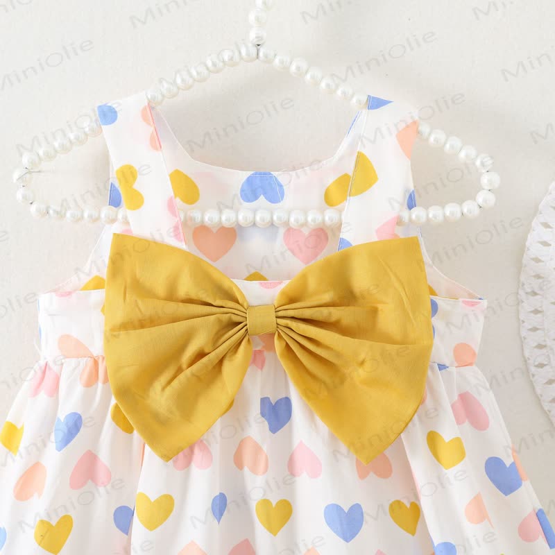 Baby Girls Heart Print Bow Sleeveless Dress - image 3