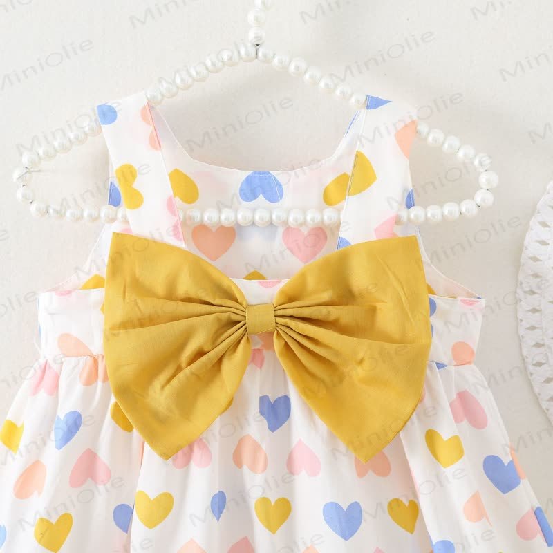 Baby Girls Heart Print Bow Sleeveless Dress - image 3