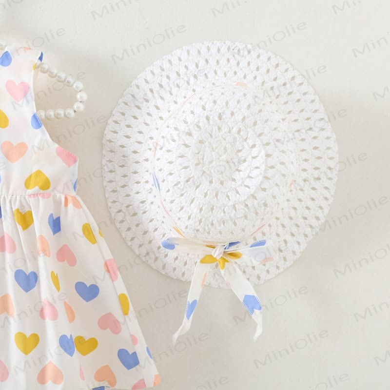 Baby Girls Heart Print Bow Sleeveless Dress - image 4