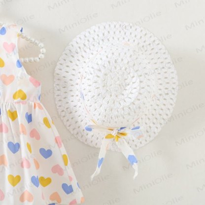 Baby Girls Heart Print Bow Sleeveless Dress - image 4