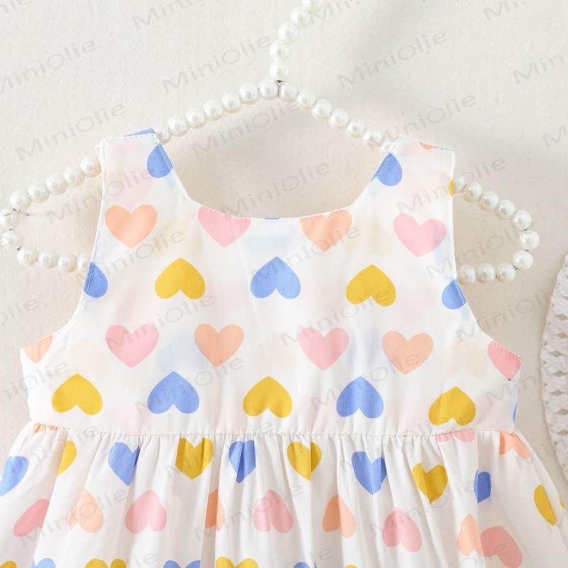 Baby Girls Heart Print Bow Sleeveless Dress - image 5