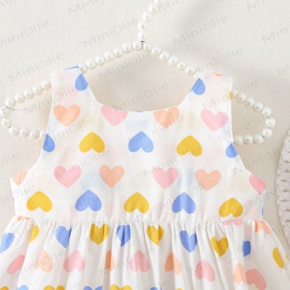 Baby Girls Heart Print Bow Sleeveless Dress - image 5