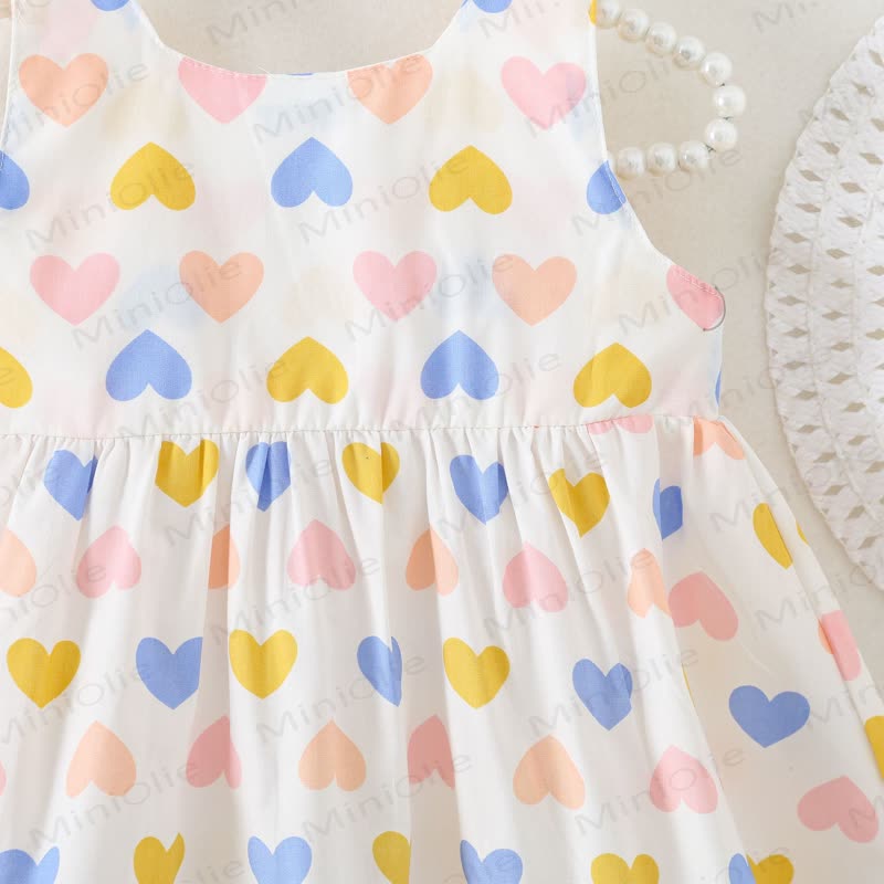 Baby Girls Heart Print Bow Sleeveless Dress - image 6