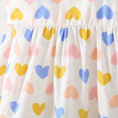Baby Girls Heart Print Bow Sleeveless Dress - image 7