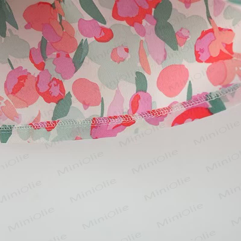 Baby Girls Tulip Print Lace Collar Short Sleeves Dress - image 9