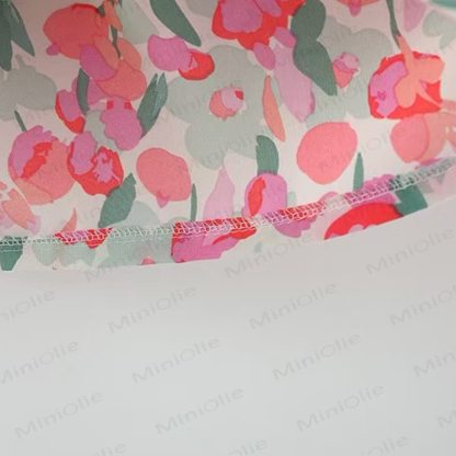 Baby Girls Tulip Print Lace Collar Short Sleeves Dress - image 9