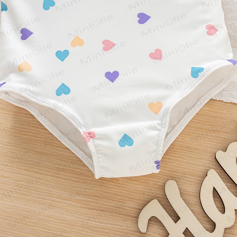 Baby Toddler Girls Heart Print Swimwear with Swim Cap - image 6