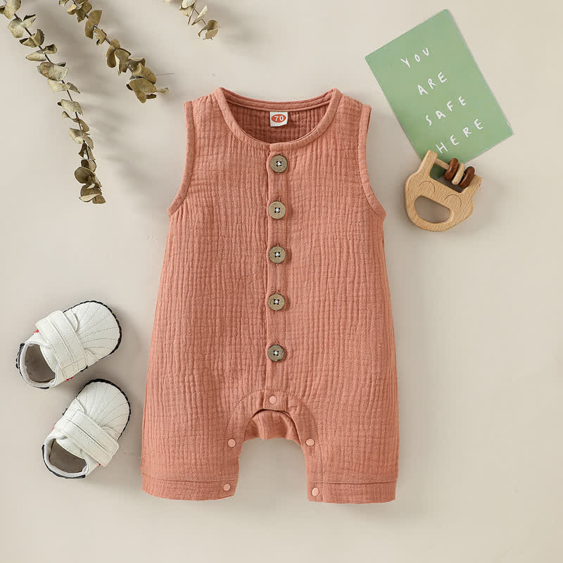Baby Solid Color Sleeveless Romper - Pink - 2-3T - image 1