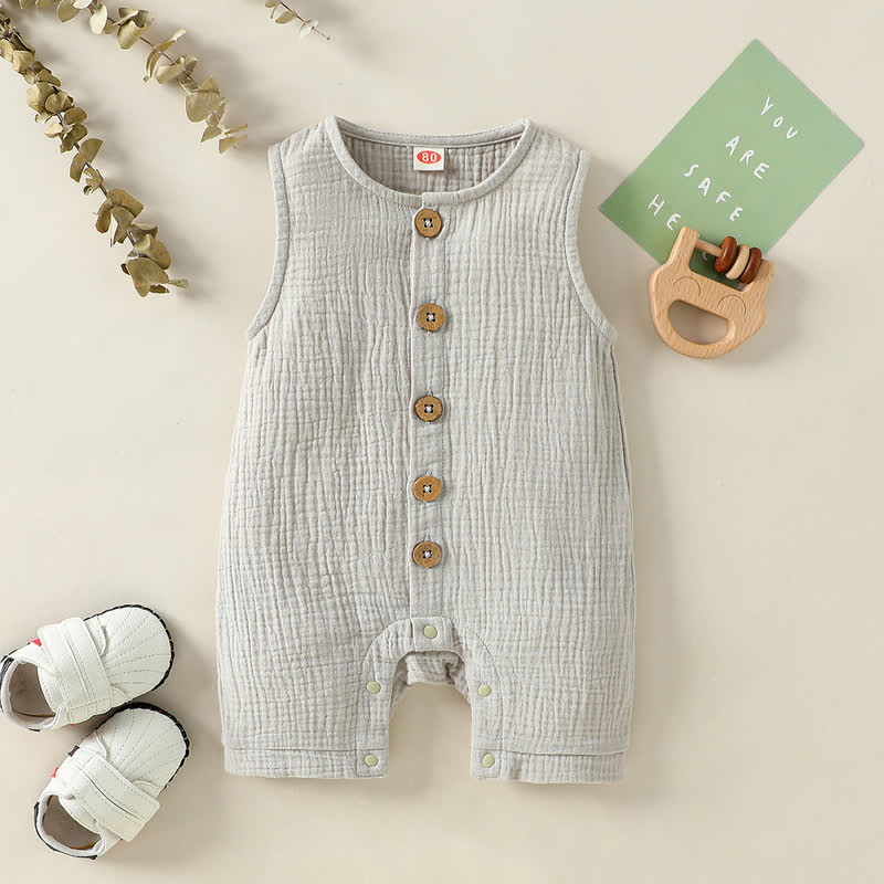Baby Solid Color Sleeveless Romper - Grey - 2-3T - image 5